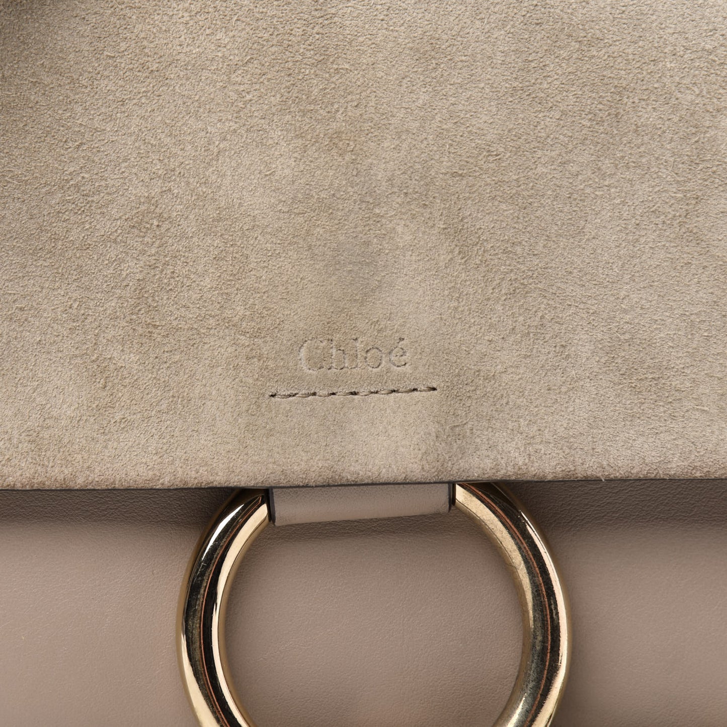 Suede Calfskin Small Faye Shoulder Bag Motty Grey
