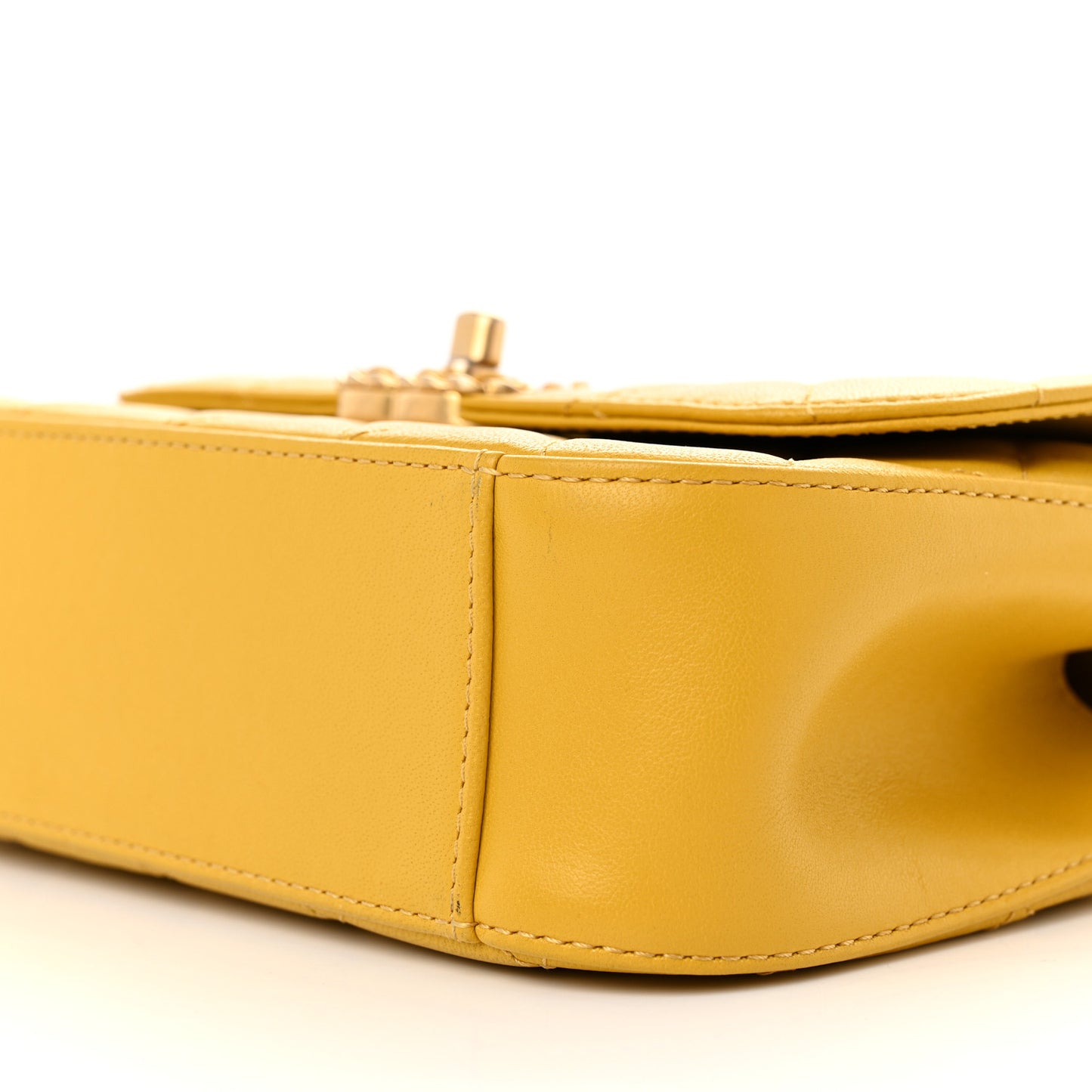 Lambskin Quilted Small Chain Infinity Top Handle Flap Yellow