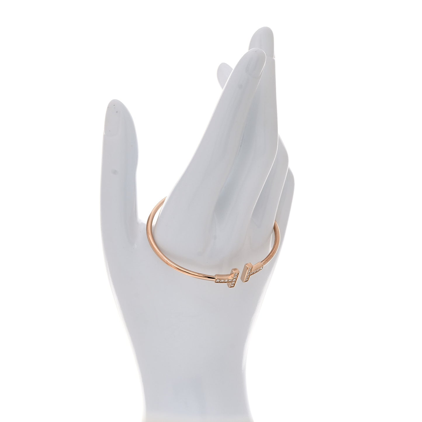 18K Rose Gold Diamond T Wire Bracelet