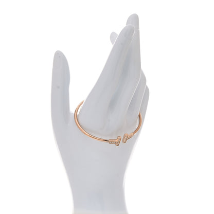 Tiffany 18K Rose Gold Diamond T Wire Bracelet 2 of 4