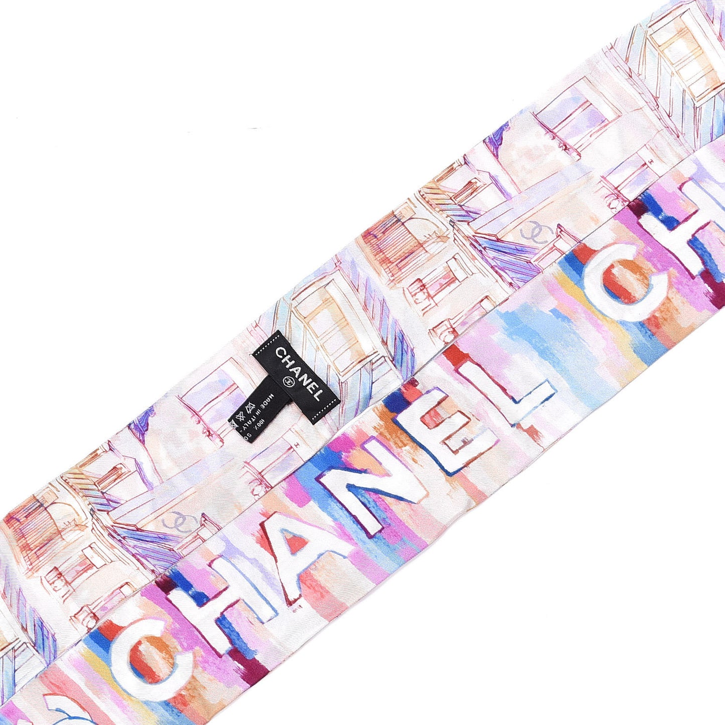 Silk Twill Slim Bandeau Scarf Rose