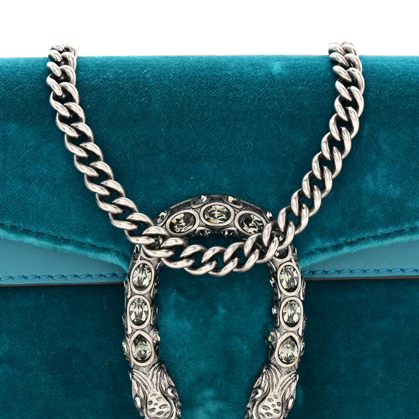 Velvet Super Mini Dionysus Shoulder Bag Pavone Cyan