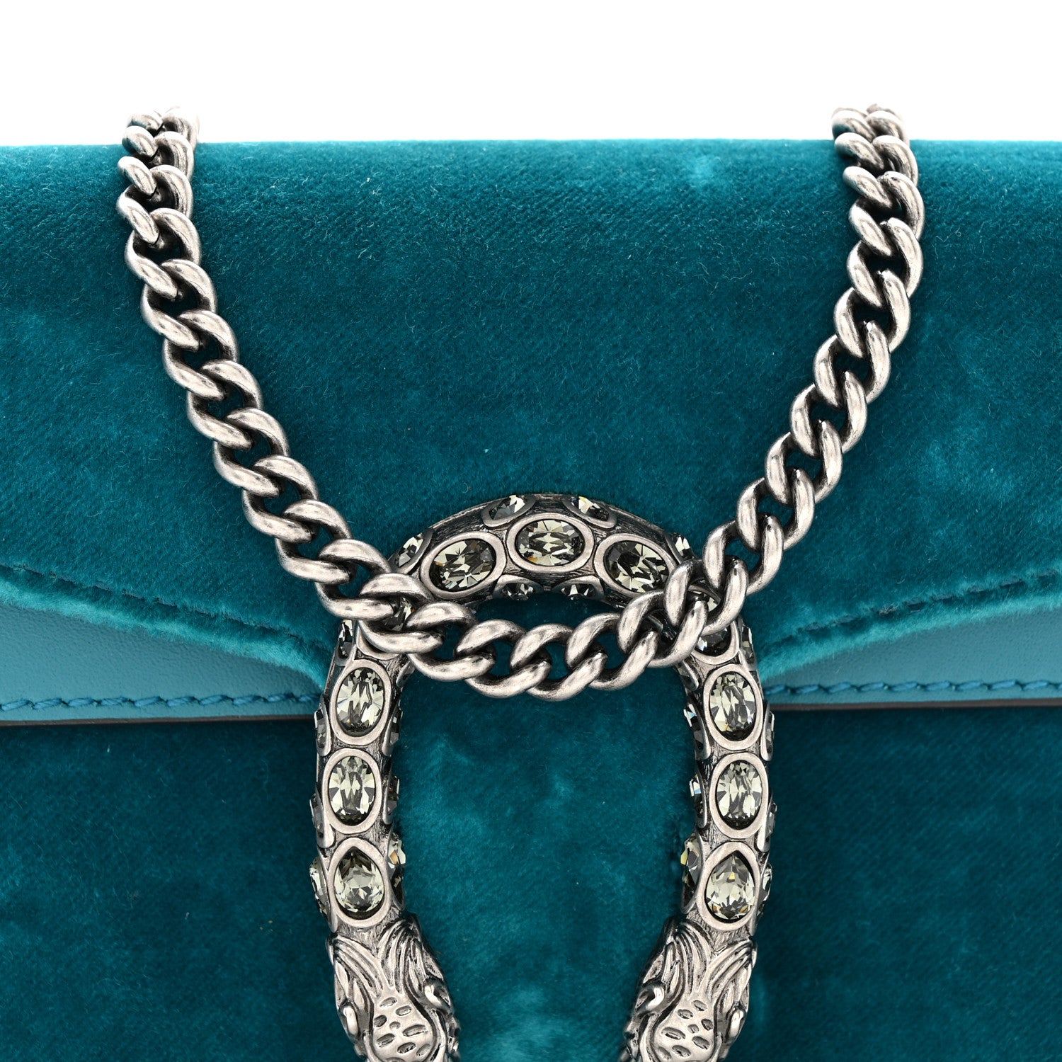 Gucci Velvet Super Mini Dionysus Shoulder Bag Pavone Cyan 7 of 11