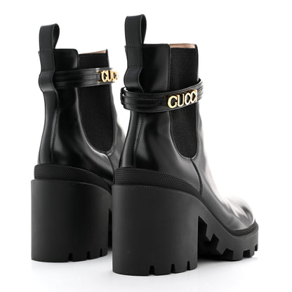 Gucci Magnum Calfskin Logo Chelsea Ankle Boots 40.5 Black 4 of 9