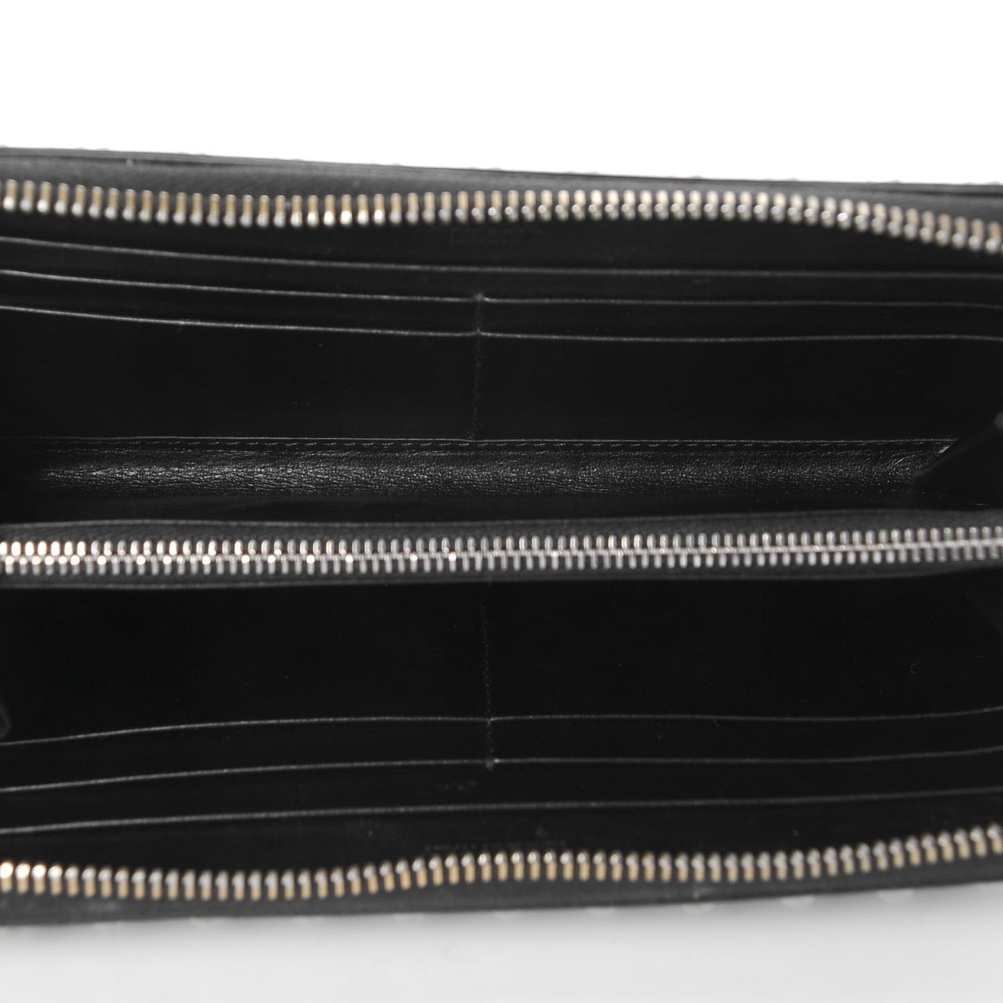 Spazzolato Studded Zip Around Wallet Black
