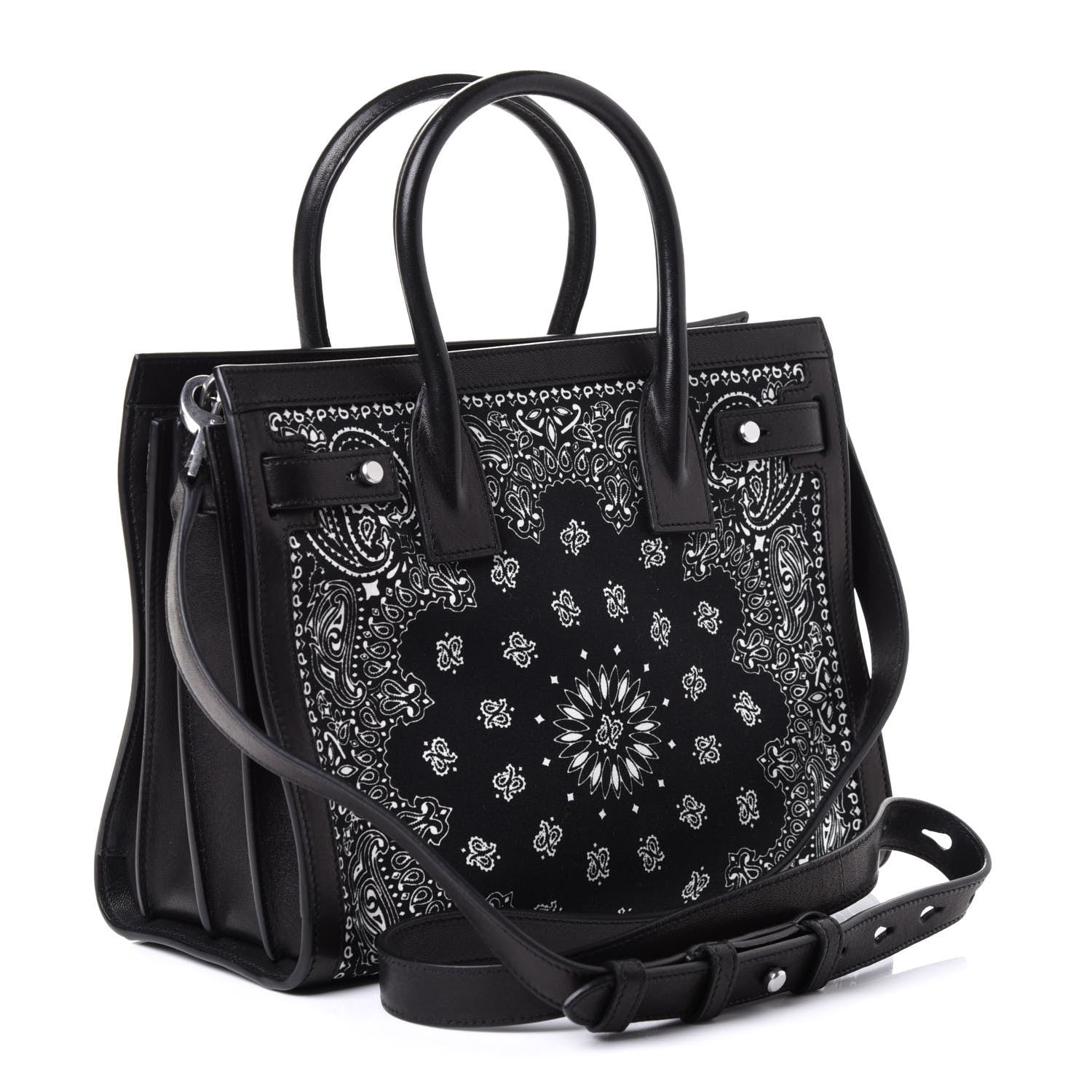 Saint Laurent Calfskin Cotton Bandana Baby Sac De Jour Black 2 of 4