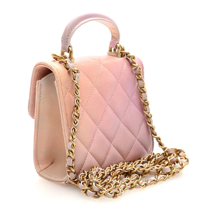 Chanel Lambskin Quilted Ombre Top Handle Flap Clutch With Chain Pink 3 of 11