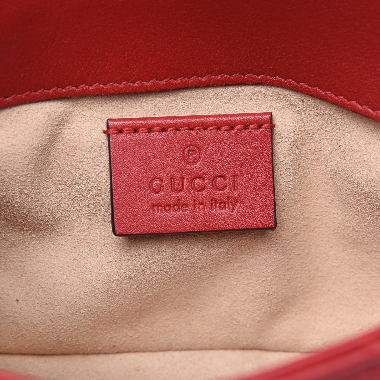 Calfskin Matelasse Super Mini GG Marmont Shoulder Bag Hibiscus Red