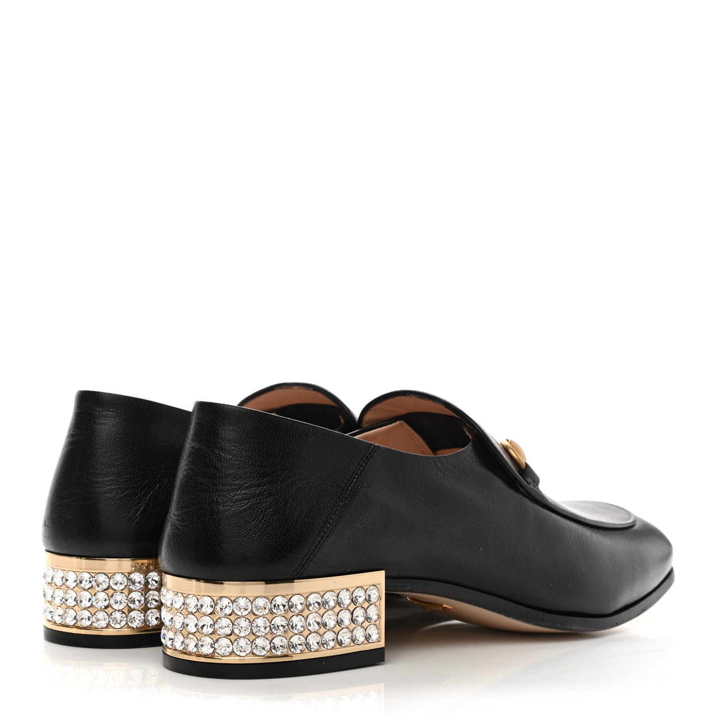 Goatskin Crystal Womens Horsebit Loafers 39.5 Black