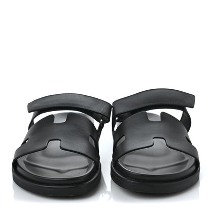 Hermes Calfskin Mens Chypre Sandals 42.5 Black 2 of 10