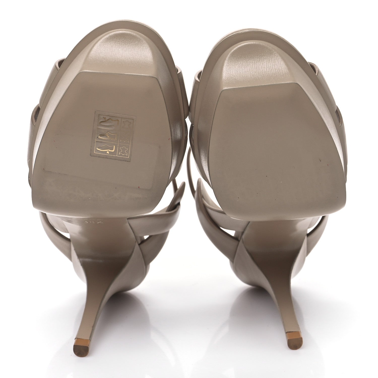 Saint Laurent Calfskin Tribute 75 Platform Sandals 38.5 Dark Beige 5 of 8