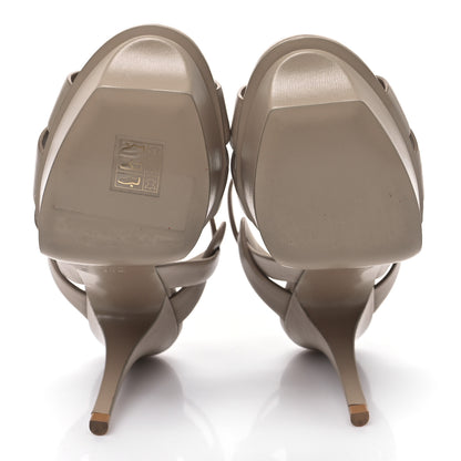 Saint Laurent Calfskin Tribute 75 Platform Sandals 38.5 Dark Beige 5 of 8