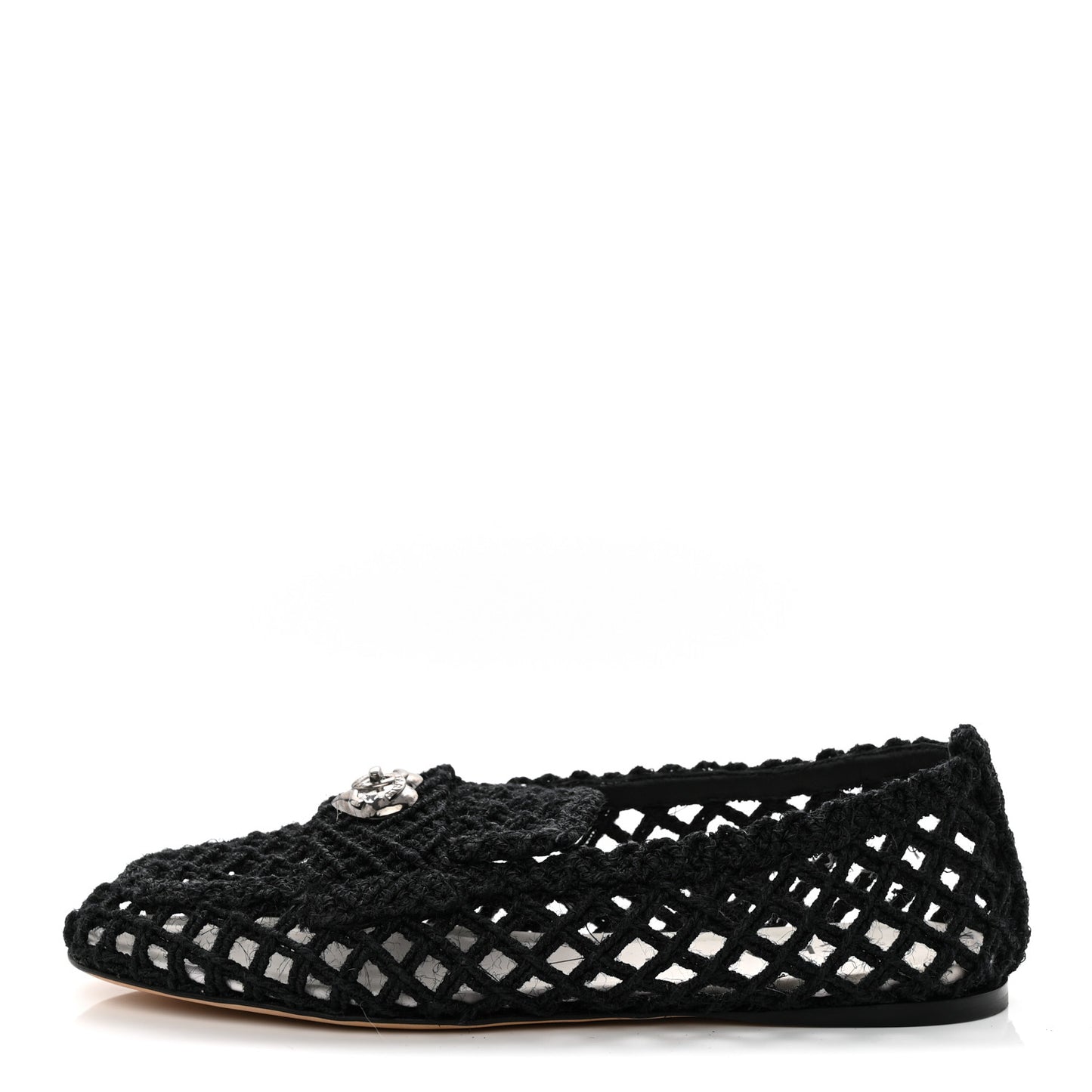 Cord Braided CC Mocassin Loafers 38.5 Black