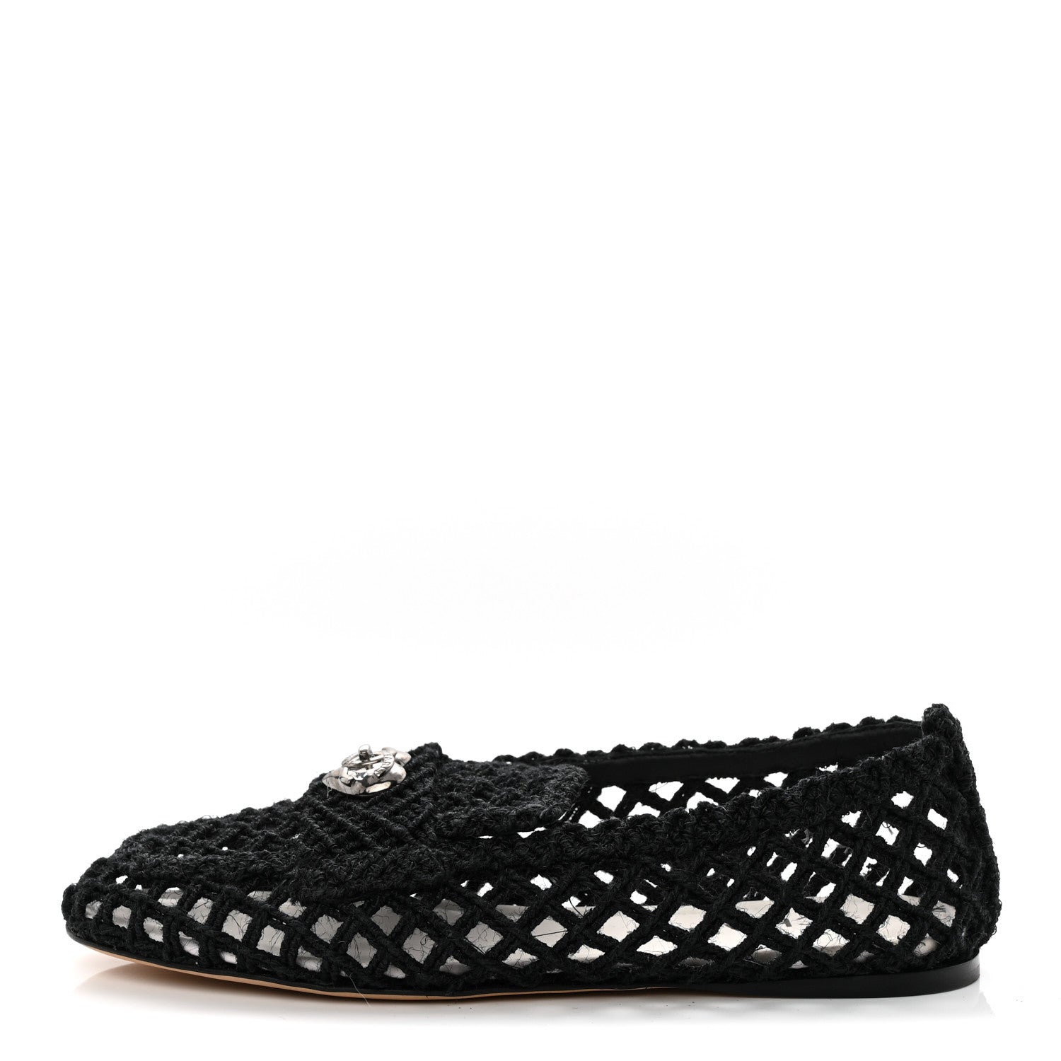 Chanel Cord Braided CC Mocassin Loafers 38.5 Black 1 of 12