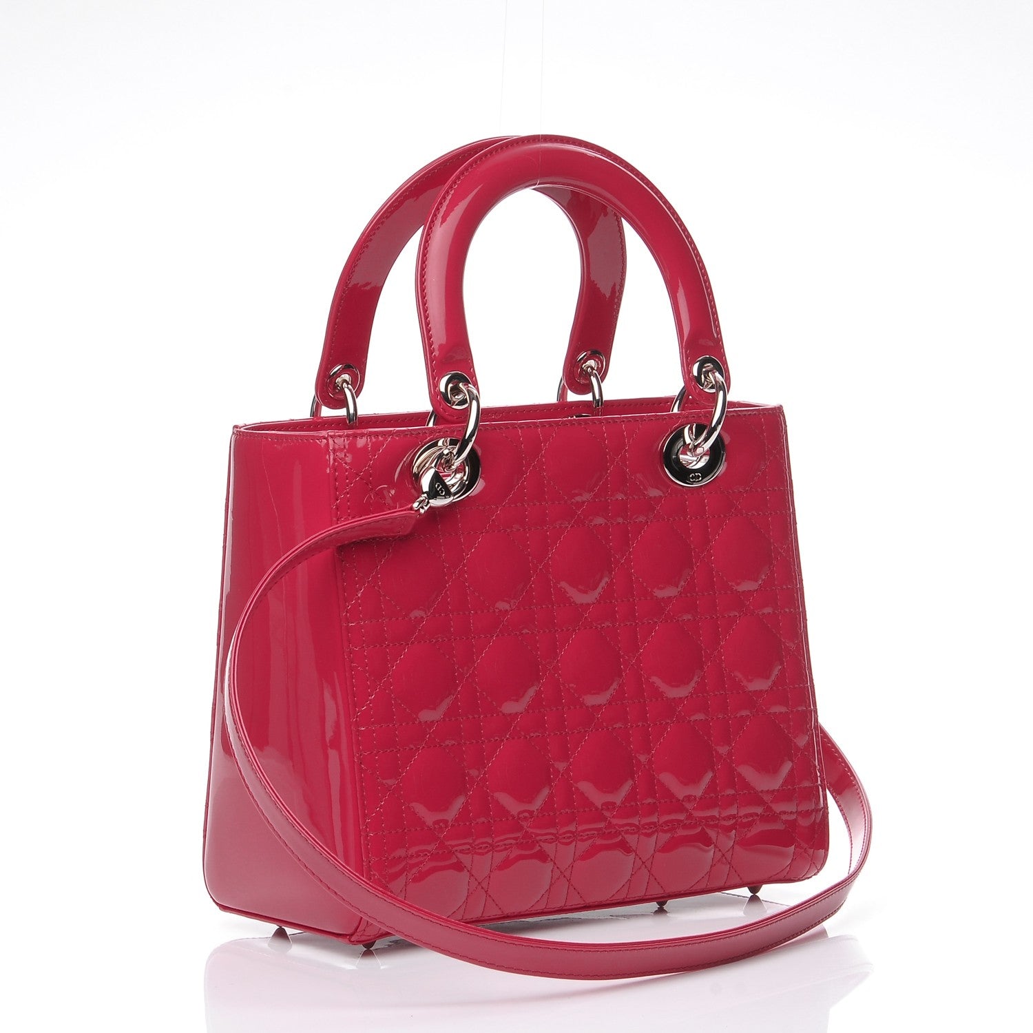 Christian Dior Patent Cannage Medium Lady Dior Fuchsia 3 of 8