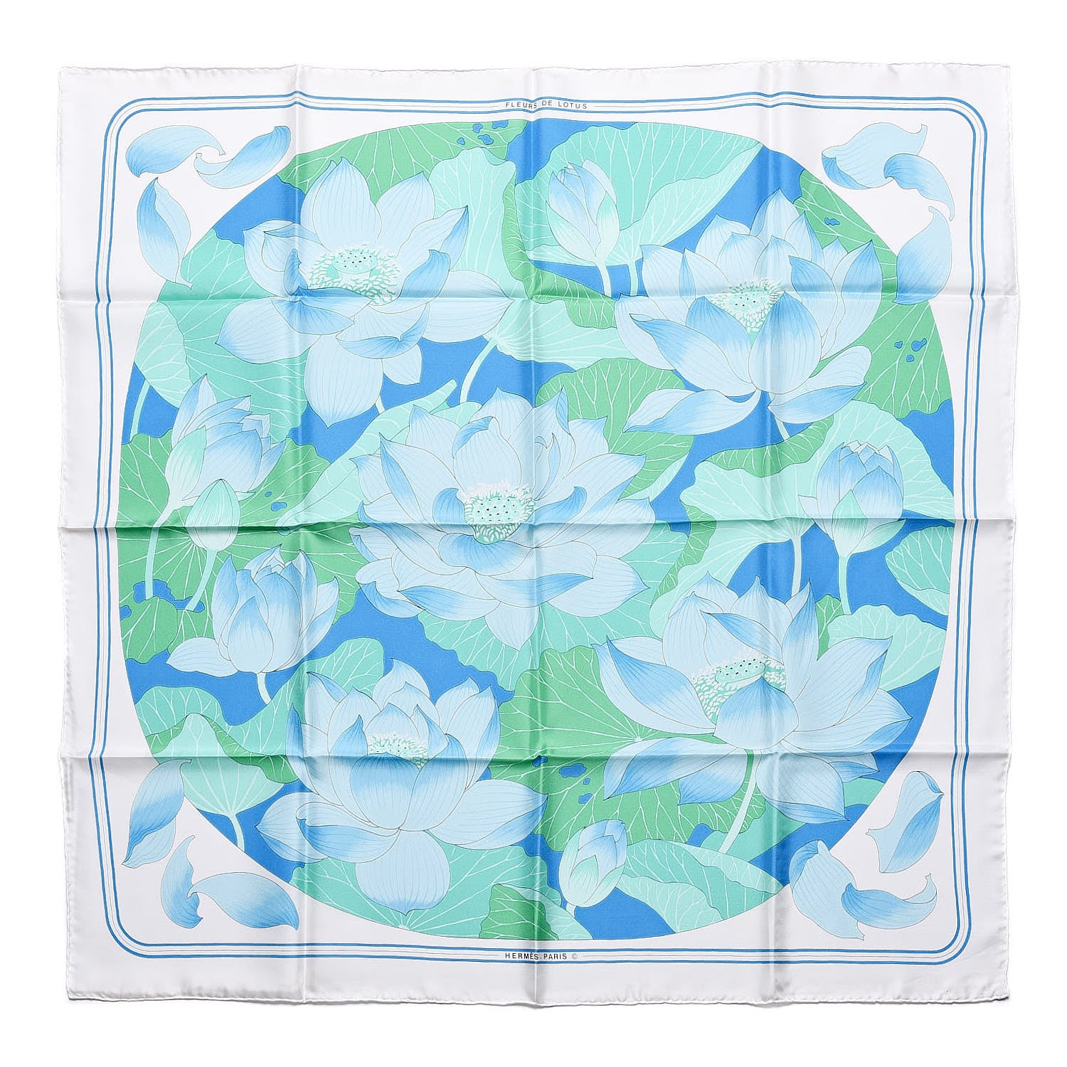 Hermes Silk Fleurs de Lotus Scarf 90 1 of 6