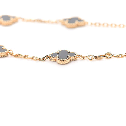 Van Cleef & Arpels 18K Yellow Gold Black Onyx 10 Motifs Vintage Alhambra Necklace 5 of 8