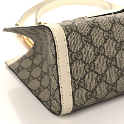 Gucci GG Supreme Monogram Moon Calfskin Small Padlock Tote Beige Ebony Mystic White 7 of 8