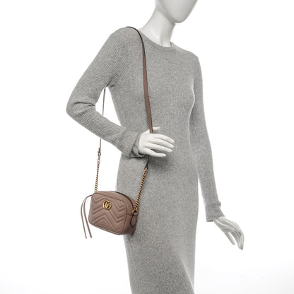 Gucci Calfskin Matelasse Mini GG Marmont Chain Shoulder Bag Nude 2 of 7