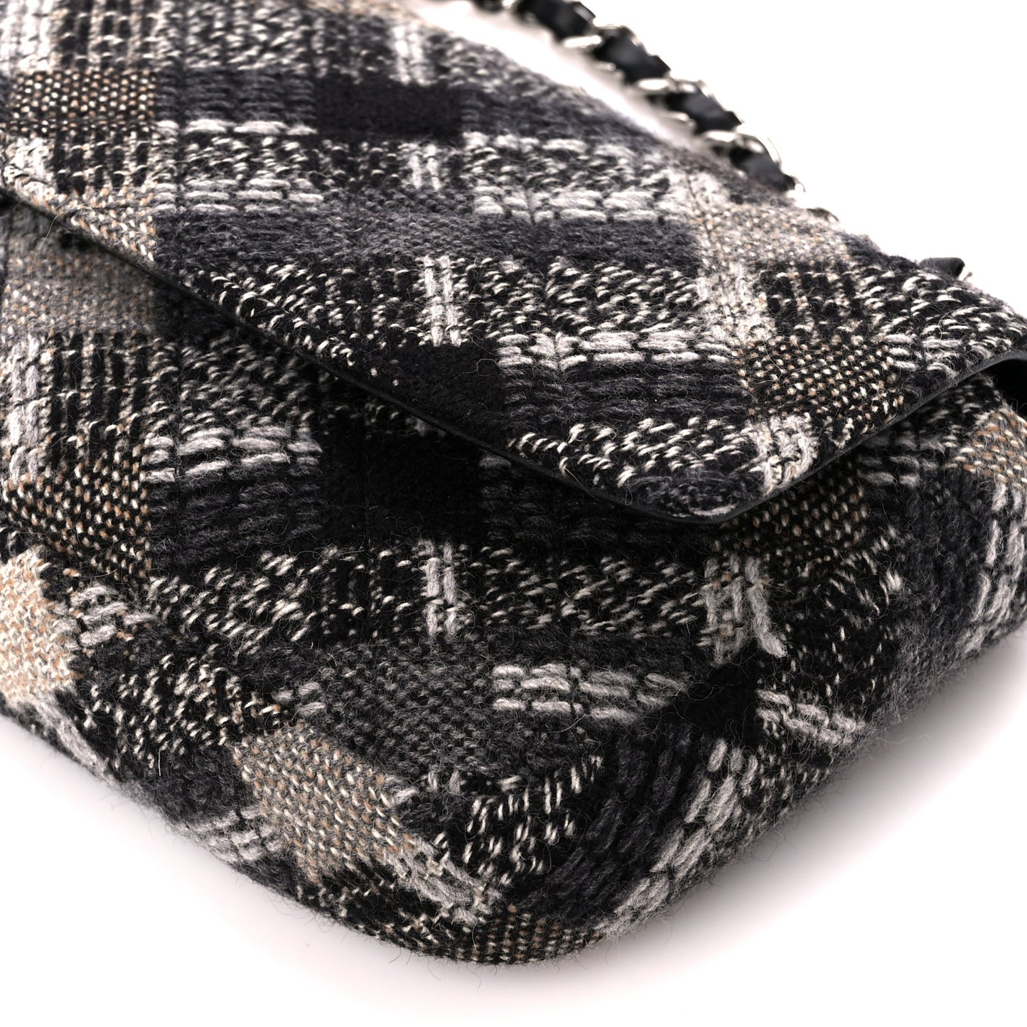 Tweed East West Flap Black White Beige