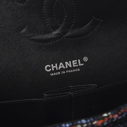 Chanel Tweed Sequin Chevron Quilted Medium Double Flap Multicolor 7 of 10
