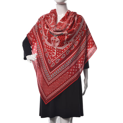 Hermes Cashmere Silk Eperon D'Or Shawl 140 Rouge Blanc Noir 2 of 5