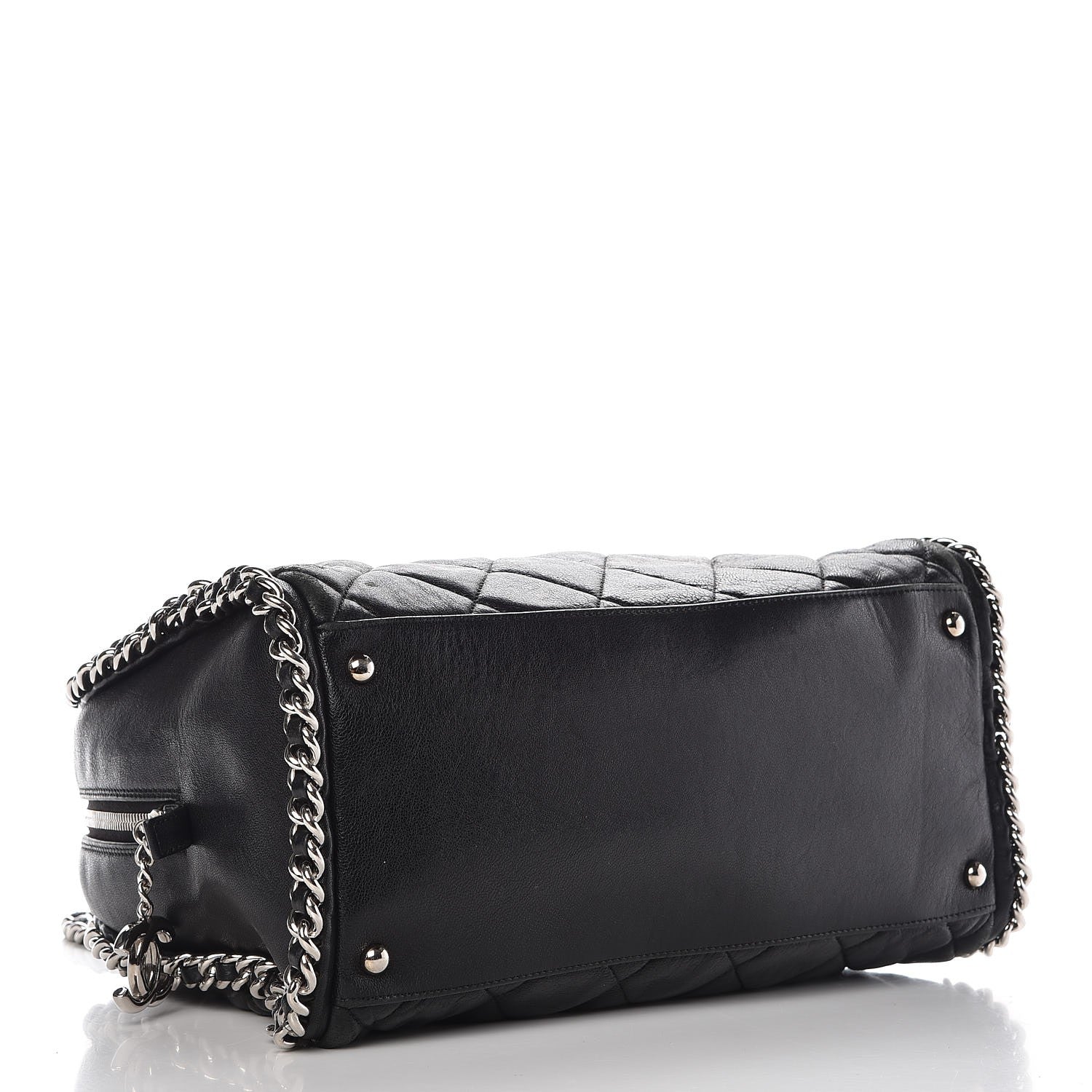 Chanel Washed Lambskin Quilted Chain Around Bowler Black 4 of 12