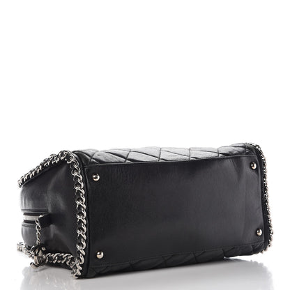 Chanel Washed Lambskin Quilted Chain Around Bowler Black 4 of 12
