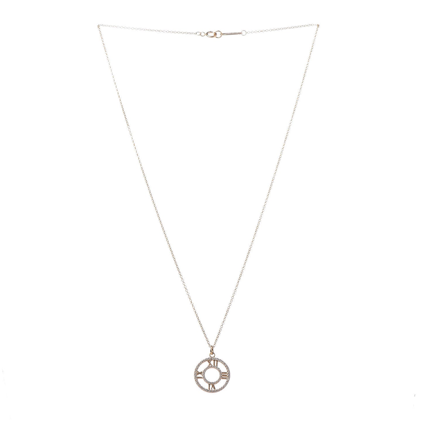 18K Rose Gold Diamond Small Atlas Open Pave Pendant Necklace