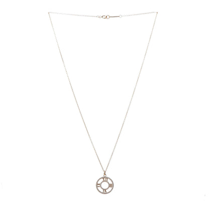 Tiffany 18K Rose Gold Diamond Small Atlas Open Pave Pendant Necklace 3 of 7