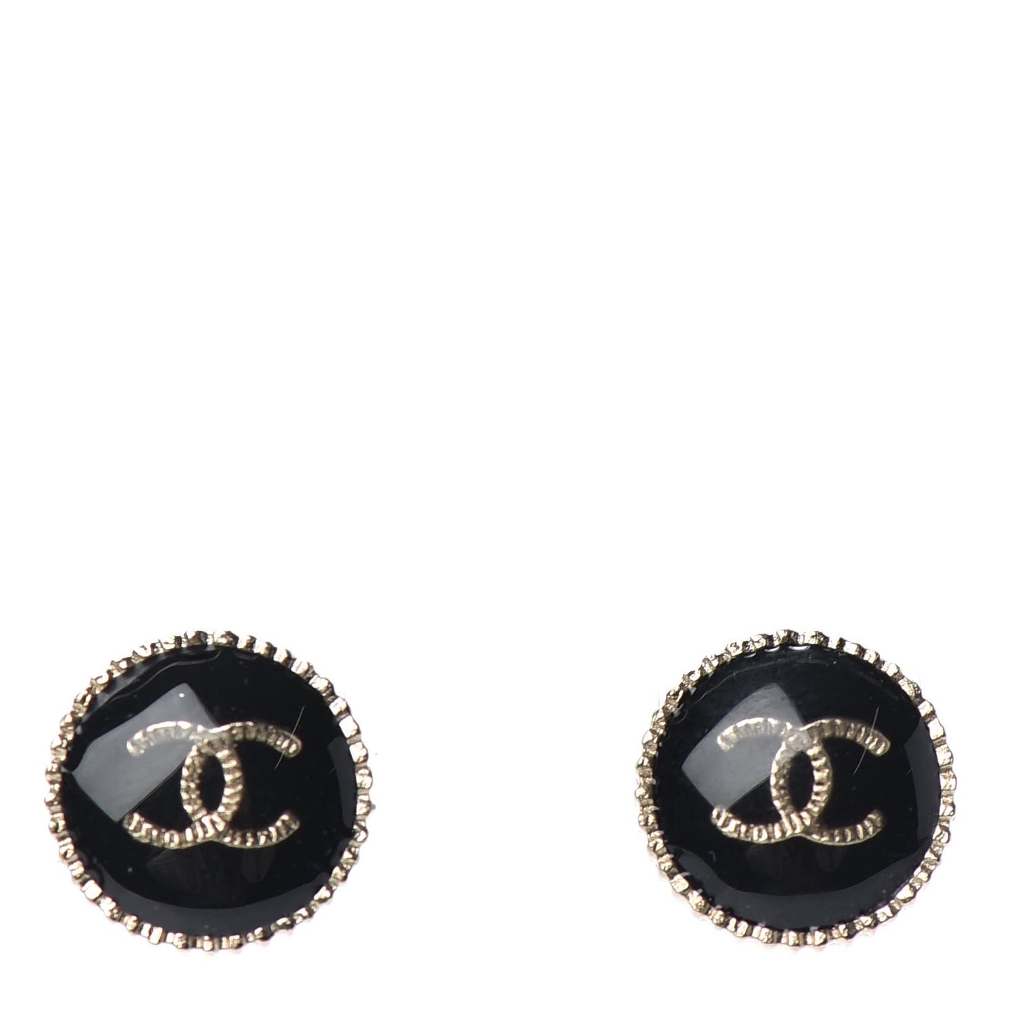Enamel CC Earrings Black Gold
