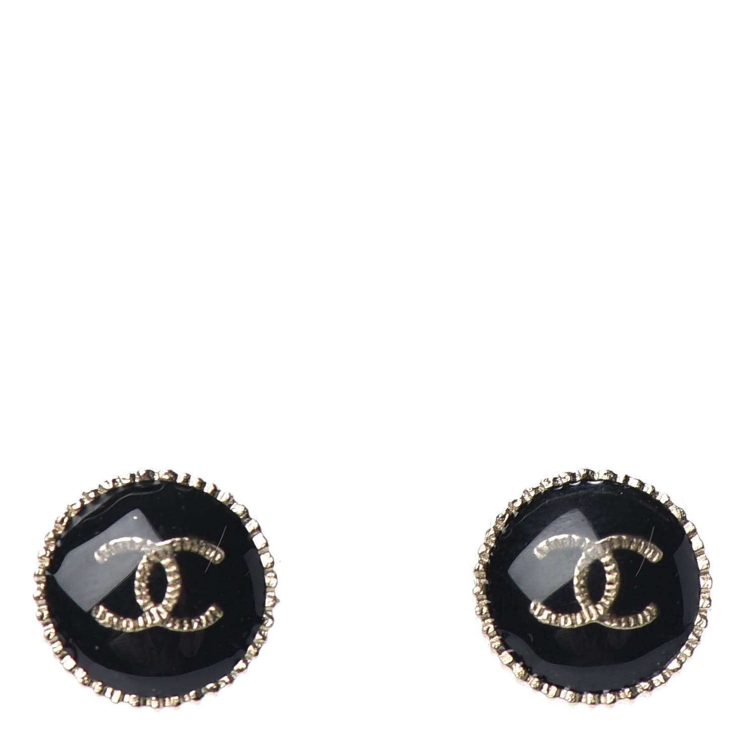 Chanel Enamel CC Earrings Black Gold 1 of 4