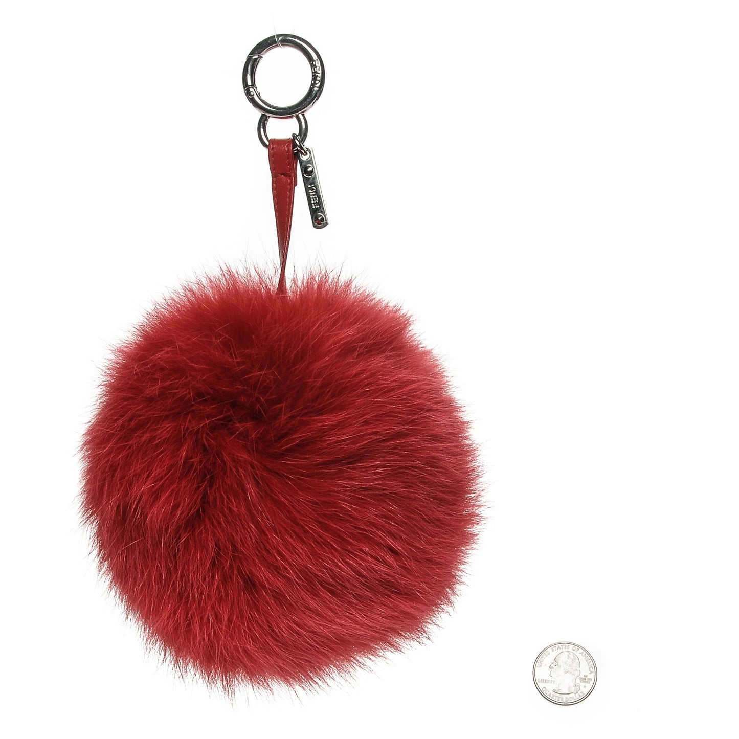 Fox Fur Shiny Nappa Bi-Color N ABCharm Bag Charm Rosso Chiaro Lago Strawberry