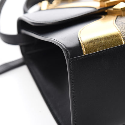 Gucci GG Supreme Monogram Small Osiride Top Handle Bag Black Gold 8 of 15