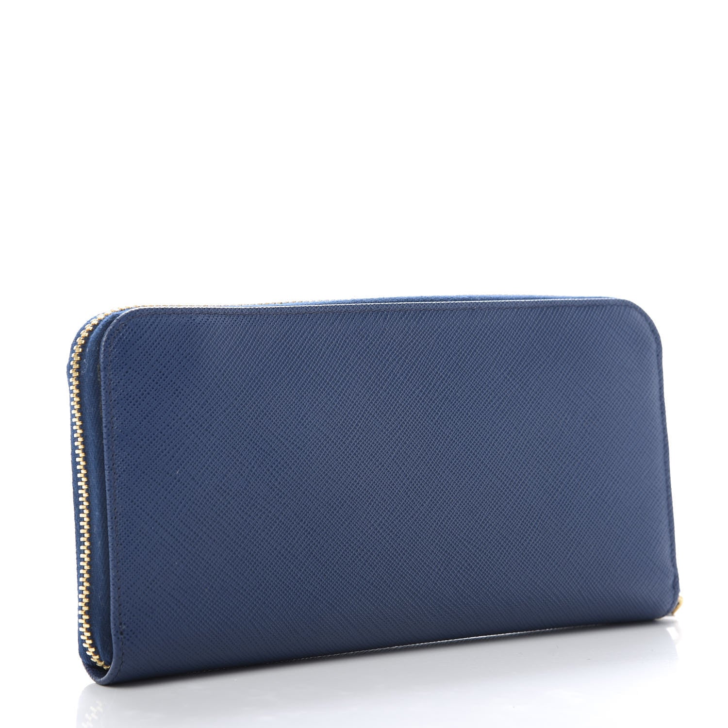 Prada Saffiano Metal Zip Around Wallet Cobalto 3 of 9