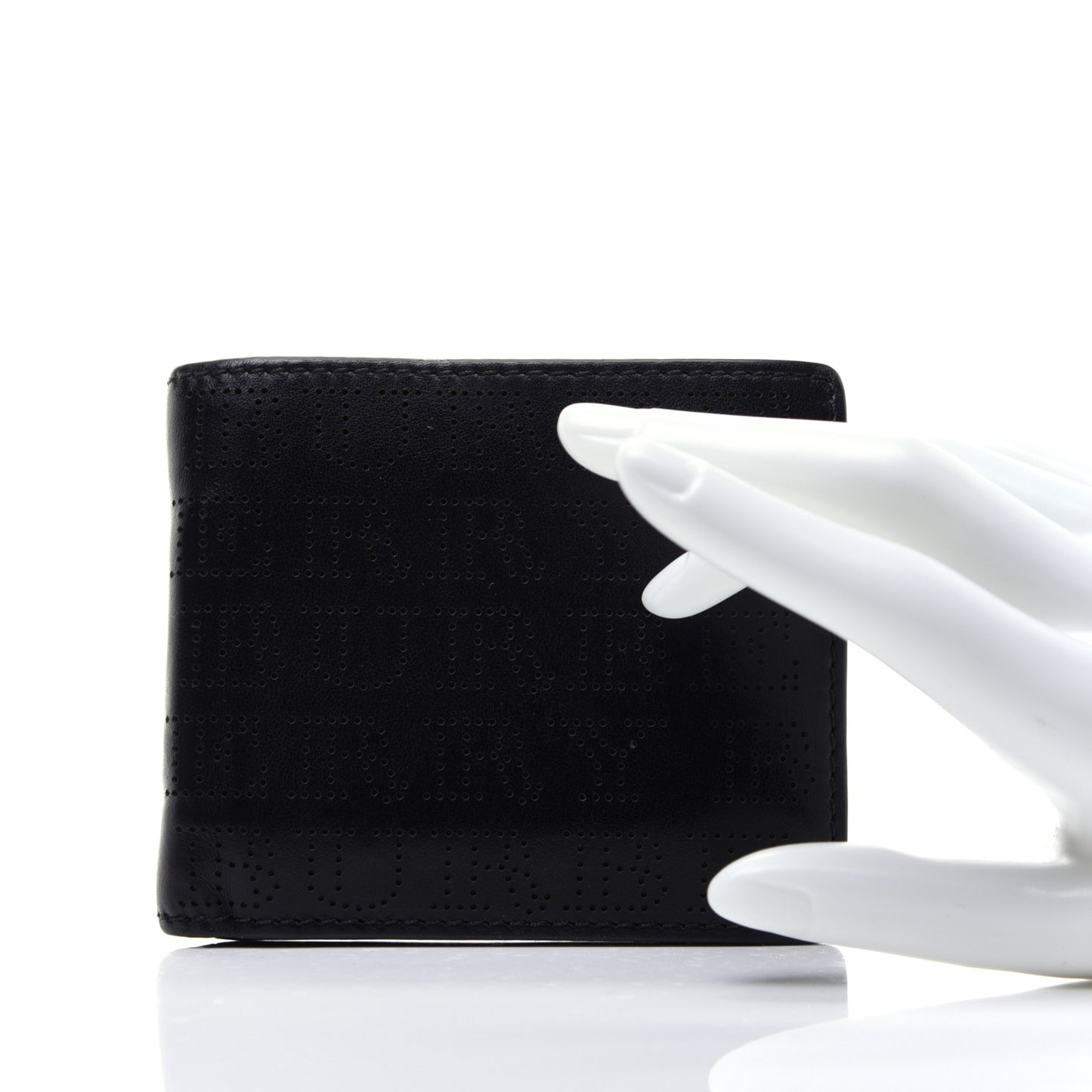 Calfskin Perforated Bi-Fold Wallet Black