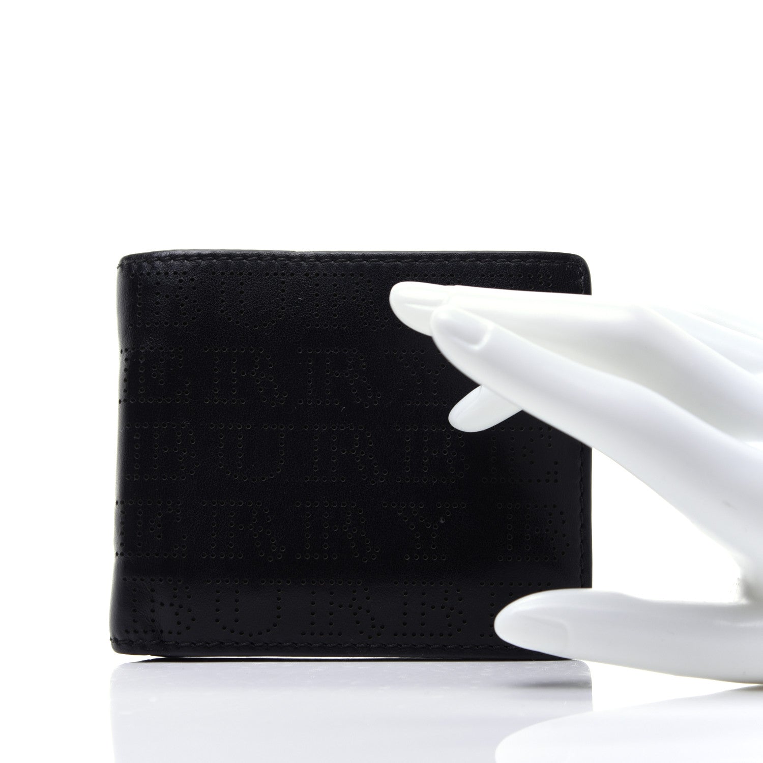 Burberry Calfskin Perforated Bi-Fold Wallet Black 2 of 11