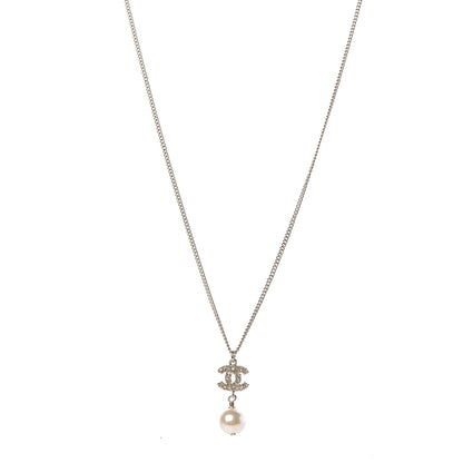 Chanel Crystal Pearl CC Drop Necklace Gold 1 of 6