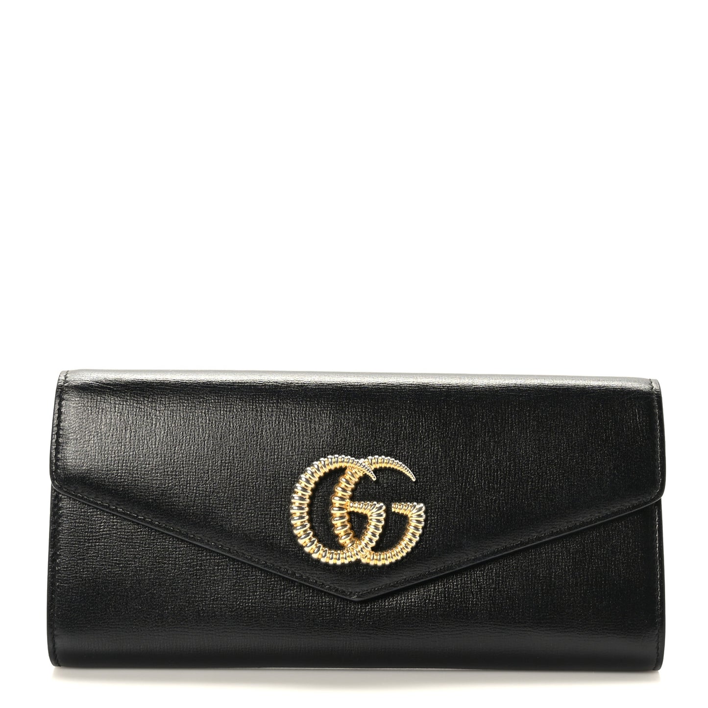 Textured Calfskin Torchon GG Broadway Envelope Clutch Black