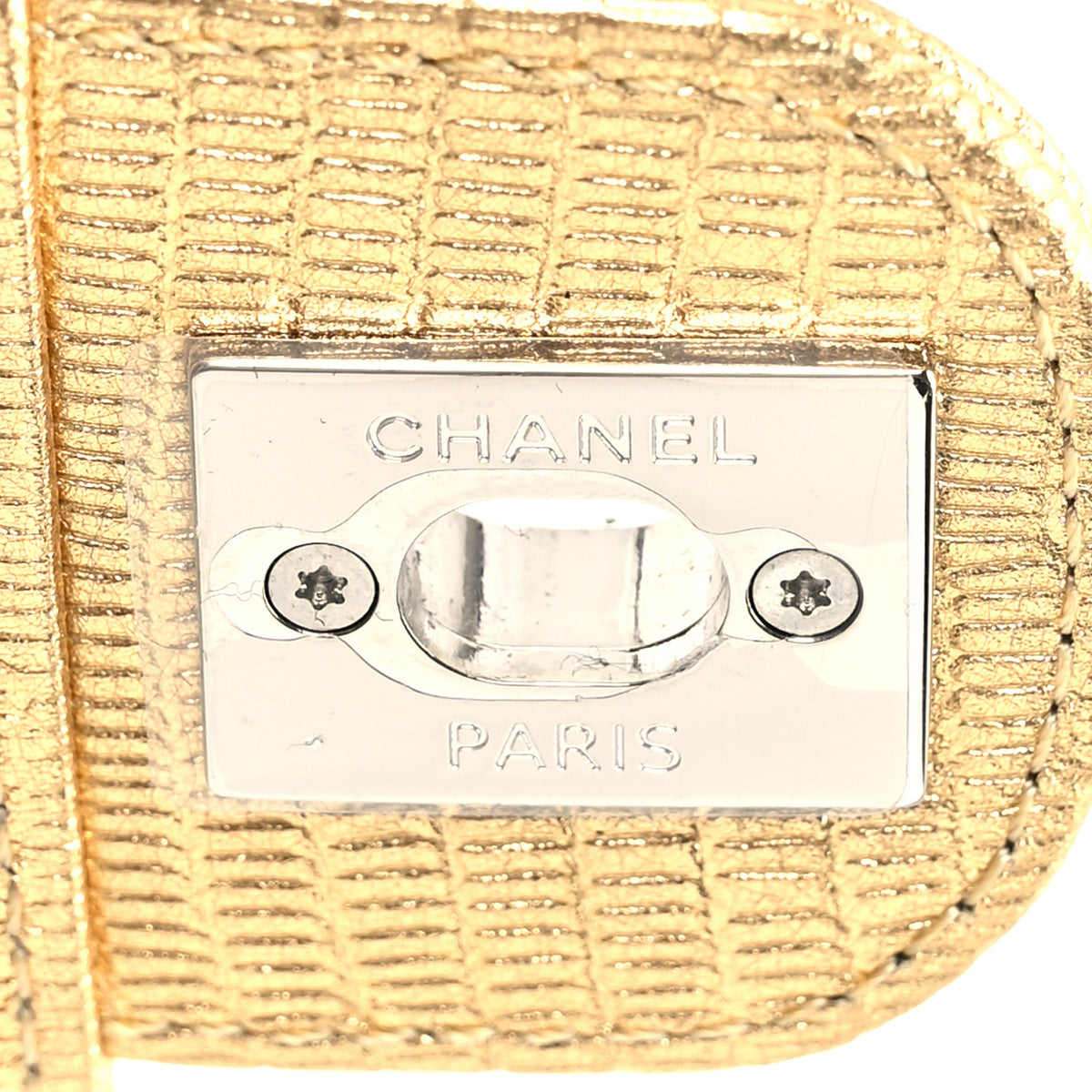 Metallic Calfskin Lizard Embossed Small East West Flap Gold