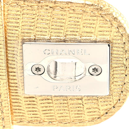 Chanel Metallic Calfskin Lizard Embossed Small East West Flap Gold 7 of 12