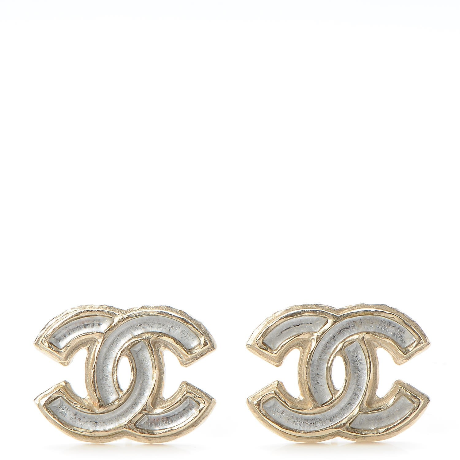 Chanel Enamel CC Earrings Grey Gold 1 of 4