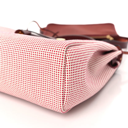 Hermes Criss Viking Vache Hunter Herbag Zip Retourne 31 PM Ecru Framboise Rouge 10 of 11