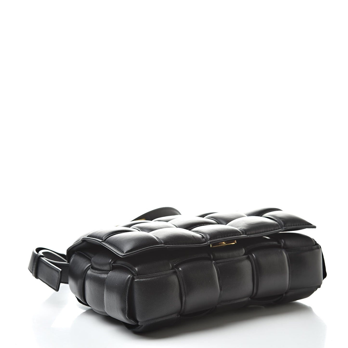 Paper Calfskin Maxi Intreccio Padded Cassette Crossbody Bag Black
