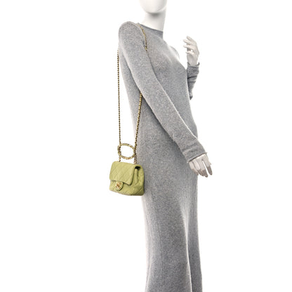 Chanel Lambskin Metal Quilted Mini Top Handle Square Flap Green Light Green 2 of 10