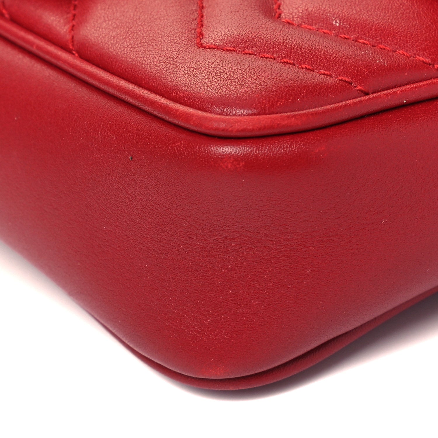 Gucci Calfskin Matelasse Super Mini GG Marmont Shoulder Bag Hibiscus Red 9 of 15