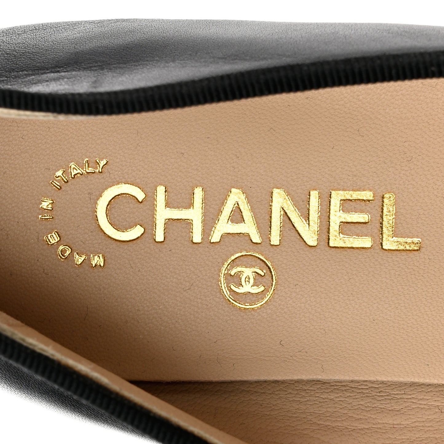 Lambskin Patent Cap Toe CC Ballerina Flats 40.5 Black