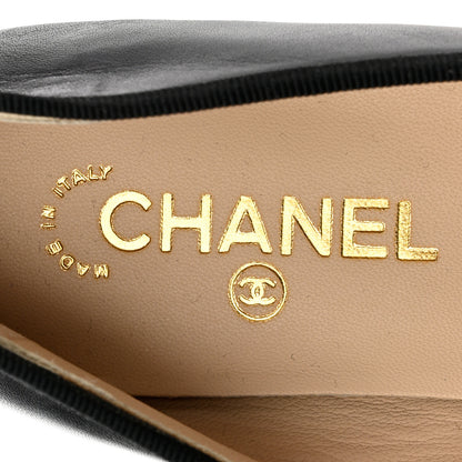 Chanel Lambskin Patent Cap Toe CC Ballerina Flats 40.5 Black 6 of 7