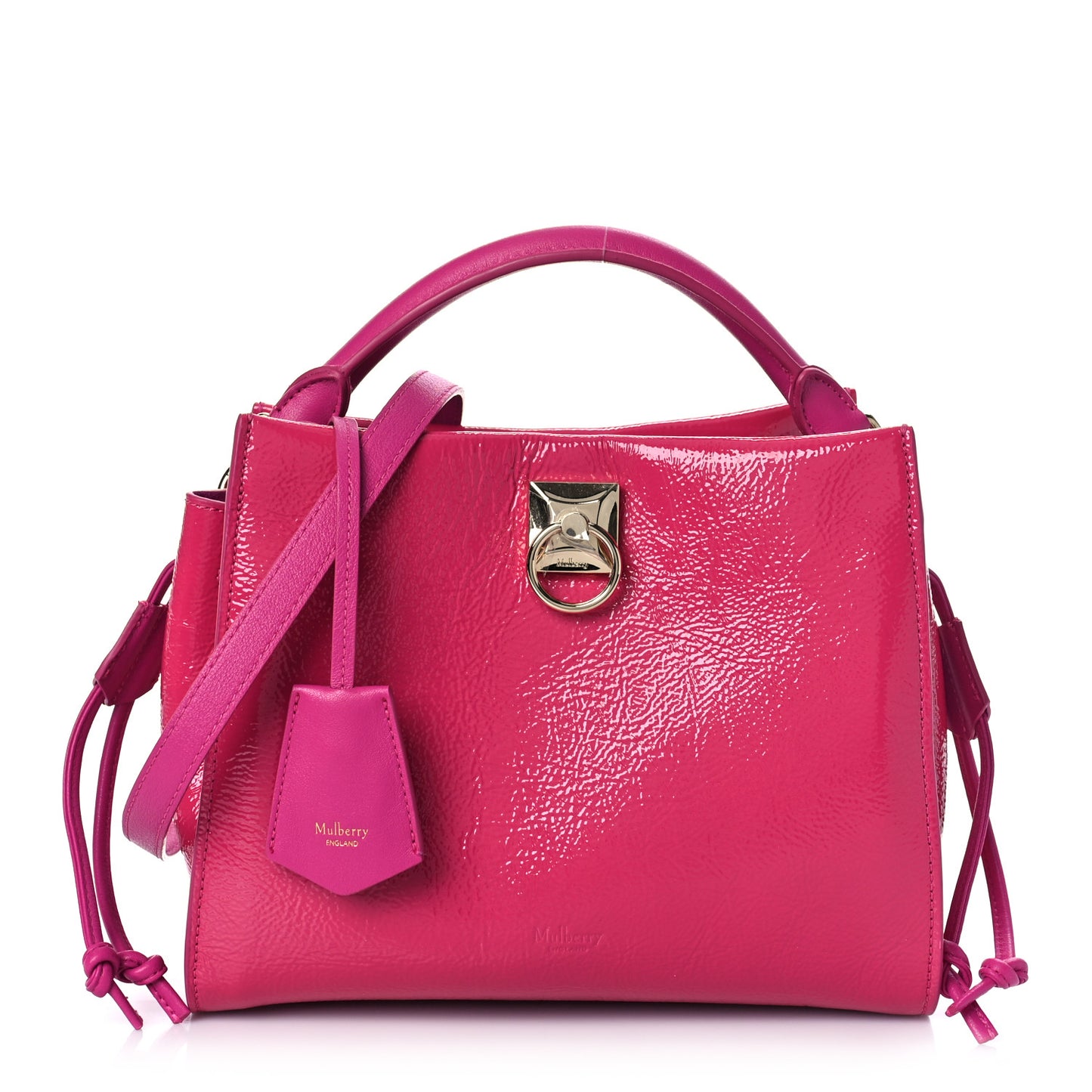 Spongy Patent Calfskin Small Iris Tote Mulberry Pink