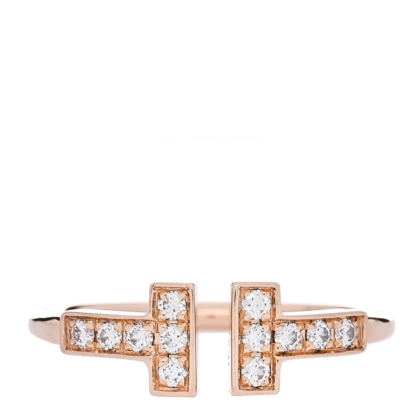 18K Rose Gold Diamond T Wire Ring 49 5